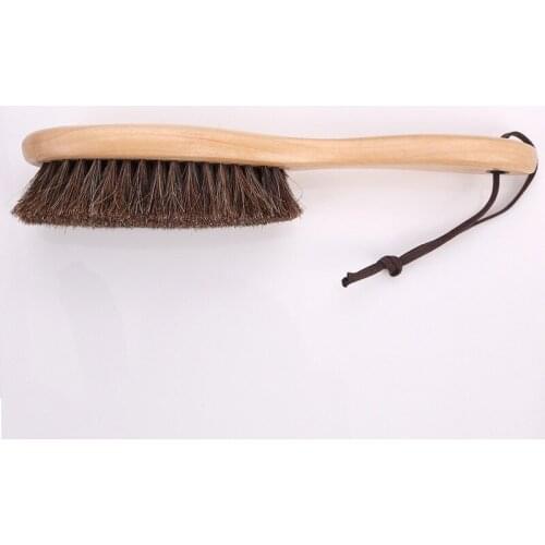 Shoe brush full horse hair long handle shoes brush is not dirty hands do not hurt the leather is elastic to gray oil polishing 3