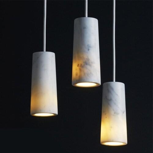 Nordic Marble Long Cylindrical Pendant Lights Modern Bedroom Bedside Coffee Shop Bar Lamp Dining Room Hanging Lights Fixtures