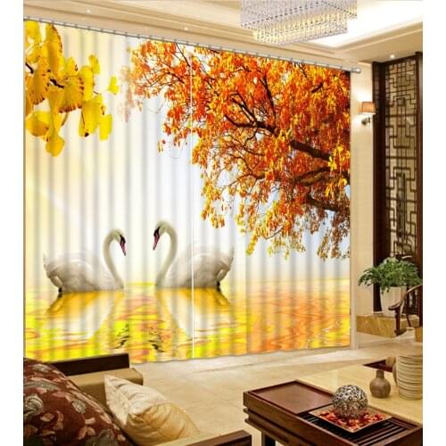 Modern Home Decoration Blackout 3D Curtain stereoscopic auturn curtains forest curtain