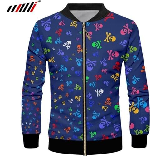 UJWI Man Colored Creative Zip Jacket 3D Printed Funny Small Skull Trend Sports Wholesale Casual Large Size Coat 6XL