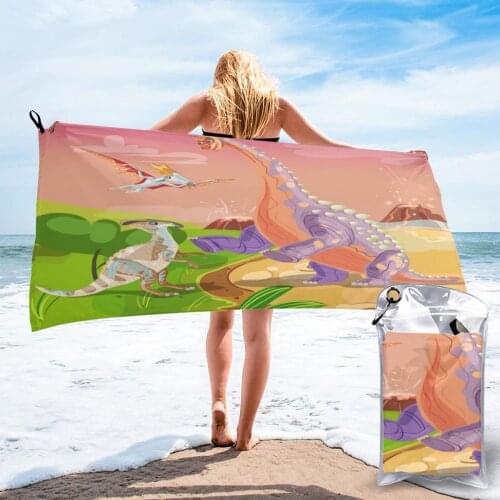 Unique Style Quick Dry Beach Towel Cute Dinosaur Microfiber Bath Towel Beach Cushion Swimming Personalized Sand Free Beach Towel
