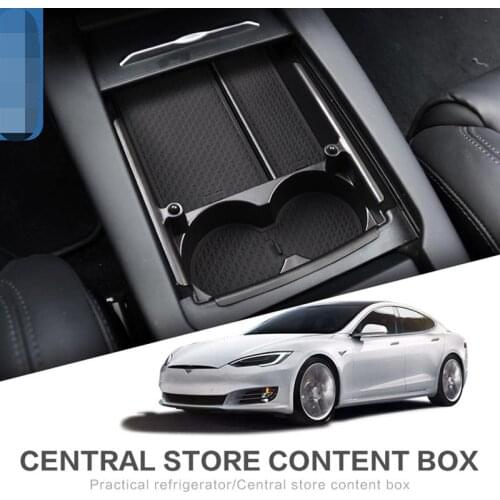 For Tesla Model S Model X Storage Box Organizer Central Armrest Console Organizer Armrest Storage Box Cup Holder Tray