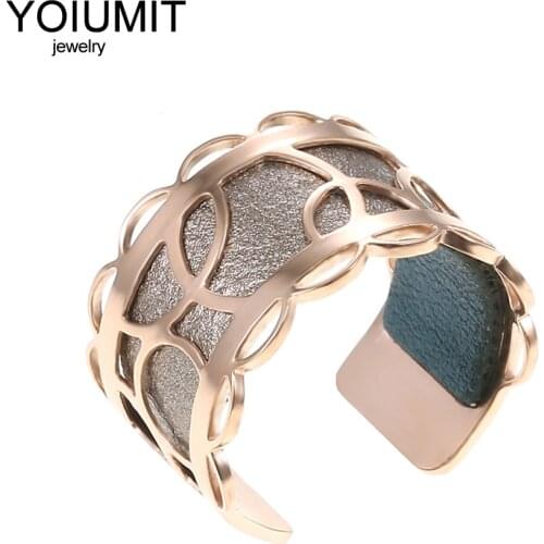 Cremo 2020 New Rose Gold Adjustable Rings For Women Fashion Jewelry Stainless Steel Rings Interchangeable Leather Bague Femme