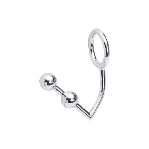 1.75'' Stainless Steel Anal Hook With A Big Penis Ring For Man , Metal Anal Butt Plug Adult Sex Products