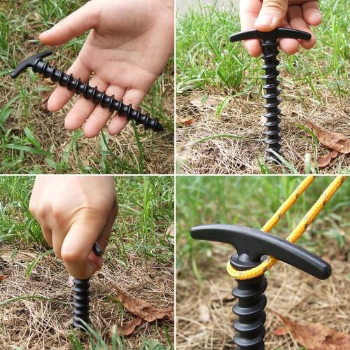 10pcs Tent Nails Outdoor Camping Trip Tent Peg Ground Nails Screw Nail Stakes Pegs Plastic Sand Pegs Trip Beach Tent Stakes Pegs