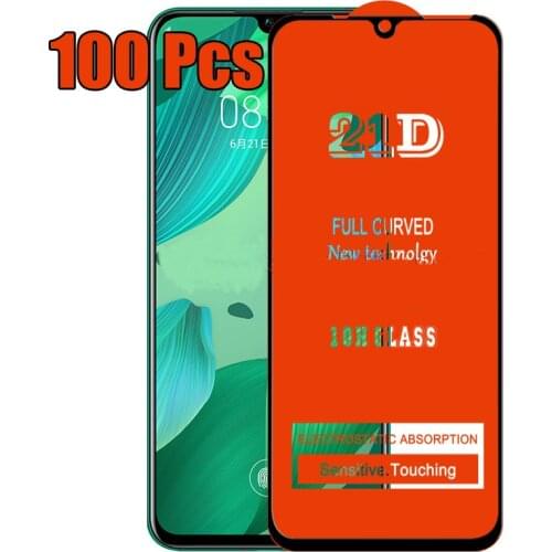 100pcs 21D Full Glue Cover Screen Protector Tempered Glass Flim For Huawei Honor 30 Lite 30S V30 Pro Play 4 4T X10 9X 9S 9A