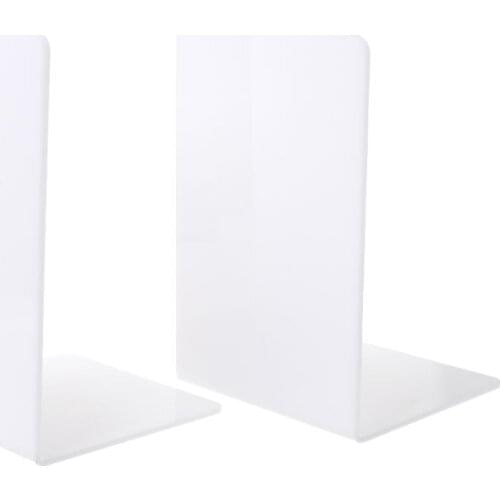 2Pcs White Acrylic Bookends L-shaped Desk Organizer Desktop Book Holder School Stationery Office Accessories R9JB