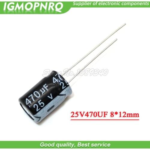 20PCS 25V470UF 8*12mm 470UF 25V 8*12 Aluminum electrolytic capacitor