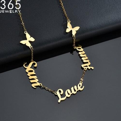 2021Fashion Custom Necklaces New Butterfly Personalized Collares Collier Stainless Steel Name Design For Women Girl Jewelry Gift