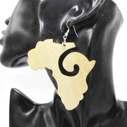 3INCH Unfinished Africa map Wood Earrings