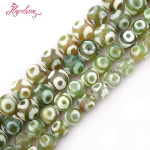 8,10mm Faceted Round Beads Green Stripe Dzi Agates Stone Beads For DIY Necklace Bracelat Jewelry Making Loose 15" Free Shipping