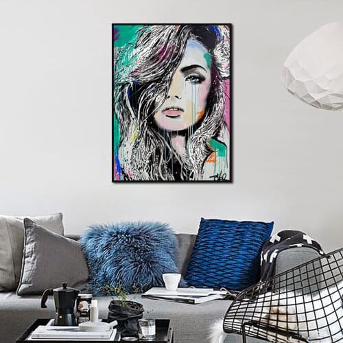 Abstract Wall Art Sexy Women Watercolor Graffiti Canvas Painting Poster and Print for Living Room Bedroom Corridor Decoration