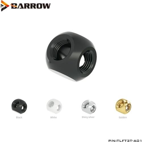 Barrow G1/4 X3 Three Way Cube Fittings Water Cooling Accessories PC Watercooling Spliter Black White Silver Gold,TLFT3T-A01