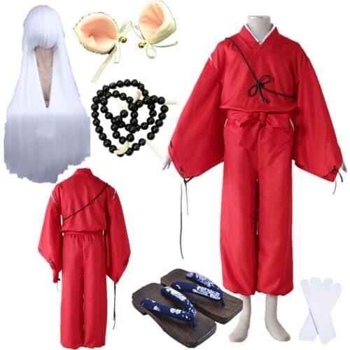 Coshome Anime Inuyasha Cosplay Costumes Red Japanese Kimono Men Robe Halloween Costume