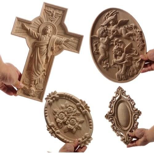 Wood Figurines Onlay Wood Applique Wood Decal Decor Antique European Long Large Floral Wooden Furniture Cabinet Walls European