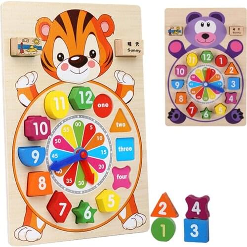 Baby Wooden Montessori Educational Toy Digital Color Cognitive Pairing Digital Clock Board Montessori Toy For Toddlers 2-4 Years