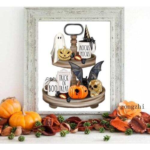 Halloween Signs Poster Trick or Treat Gaming Canvas Painting and Prints Wall Art Picture Home Festive Atmosphere Decoration Gift