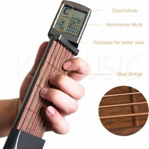 Pocket Guitar Chord Trainer Beginner Practice Tool/Portable with a Rotatable Chords Chart Screen