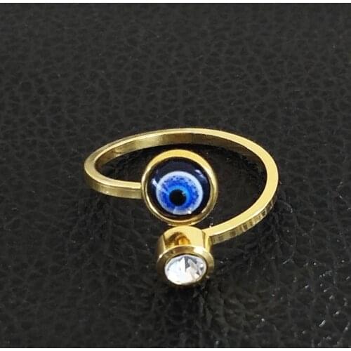 New Islam Stainless Steel Ring Jewelry Gold Color Evil Eye Rings for Women Jewellery anillos mujer R612221S05