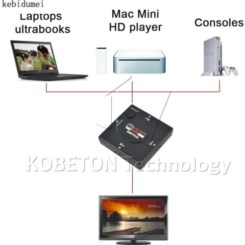 Kebidu Mini 3 Port HDMI-compatible Switch Switcher HDMI-compatible Splitter HDMI-compatible Port for HDTV 1080P Vedio