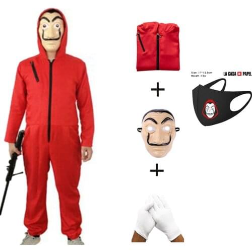Salvador Dali Movie Costume Money Heist The House of Paper La Casa De Papel Cosplay Halloween Party Costumes with Face Mask