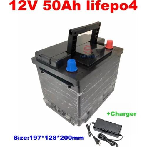 Lithium 12.8V 12V 50AH lifepo4 battery BMS 4S Deep cycle for golf cart RV Solar energy storage portable power +6A Charger