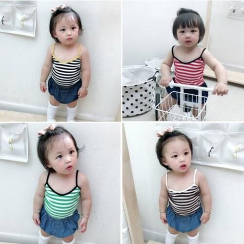 Baby Girls Camisole Cotton Striped Girls Tank Top Summer Kids Underwear Baby Undershirt Children Clothing Age For 2-8Y GE10