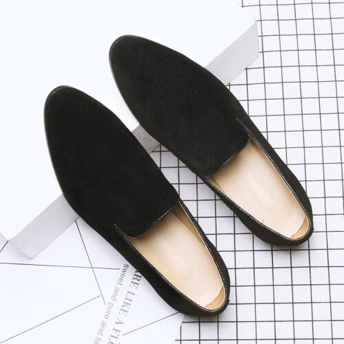 Fashion Men Loafers Black Navy New 2021 Men Luxury Brand Shoes Slip On Pointed Toe Party Wedding Shoes