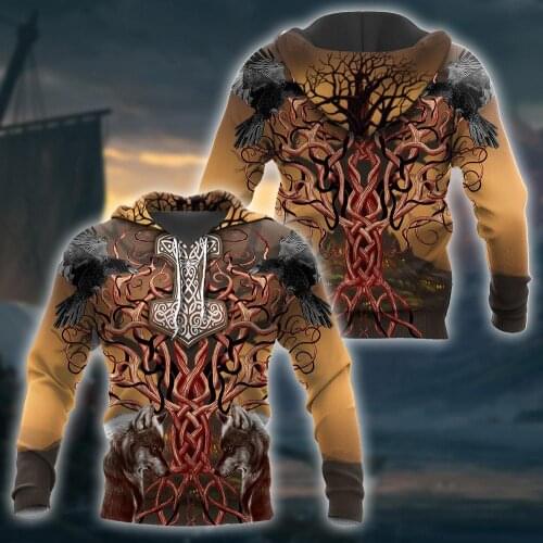 Viking Wolf 3D Full Printed Unisex Deluxe Hoodie Men Sweatshirt Streetwear Zip Pullover Casual Jacket Tracksuit KJ-0245