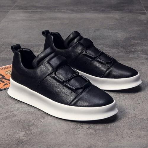 Men Casual Leather Shoes Men White Fashion Sneakers Korean Trend Men Shoes