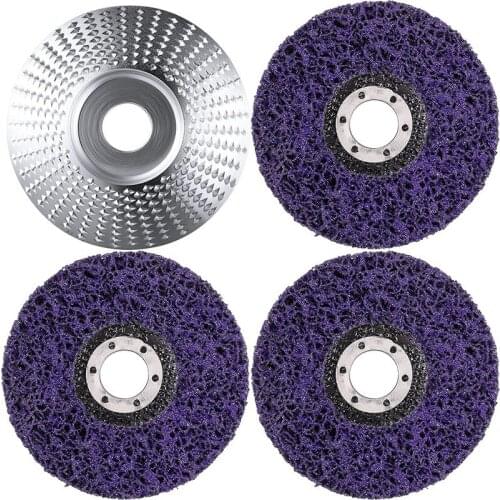 4-Piece Set of Angle Grinder Disc Wood Carving Disc and Polishing Wheel, Used for Angle Grinder Polishing to Remove Rust