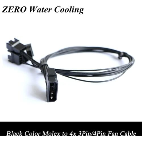 15cm 4Pin IDE Molex to 4-Port 3Pin/4Pin Cooler Cooling Fan Splitter Power Cable- Black UL 1007 22AWG wire