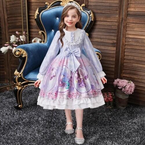 Dress 2021 dress for girls cartoon printed sweet princess dress prom dress fancy party dress costume for girl girl cosplay dress