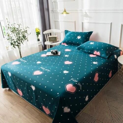 Yaapeet 1pcs Polyester Flat Bedsheet Simple Printed Bedding Bed Queen Sheet Cover King Bedspreads Sheet Cover Mattress Size