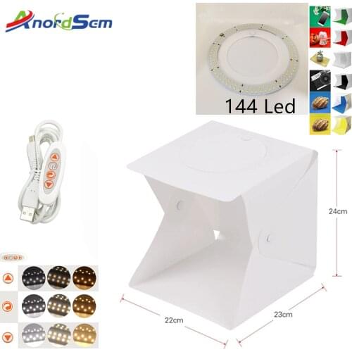 Anordsem Portable Photo Light Box Kits Mini Folding Photography Studio Shooting Tent Kits for Photography DSLR Camera 2 LED