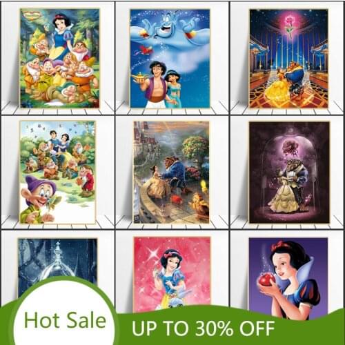 Disney Classic Anime Cartoon Snow White Cinderella Princess Posters Prints Canvas Painting Wall Art Picture Girl Room Home Decor