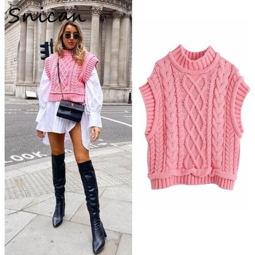 Pink vest sweater knitted pullover pull femme hiver camisolas de inverno mulher za fall 2020 women pull femme ladies sweter tops