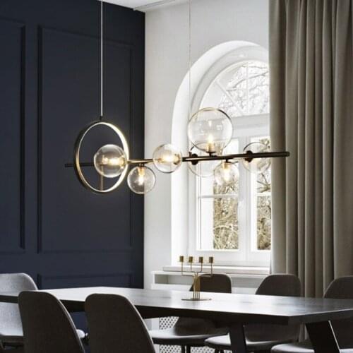 Modern Glass Ball Chandelier Lighting Creative Clear Glass Ball Hanging Light Fixture Decoration Suspension Hanging Lights