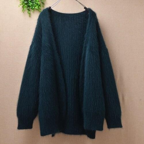 Top Women loose Plus size sweater 2020 New Fashion Autumn Winter Long Sleeve Mink Cashmere knitted Solid female Cardigans Coat