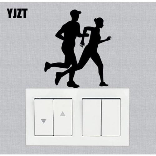 YJZT Running Men And Women Vinyl Decal Decor Wall Switch Sticker Cartoon Funny Creative S19-0980