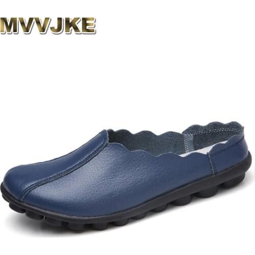 MVVJKE 2018 Spring women flats shoes women genuine leather shoes woman lazy loafers slip on ballet flats ballerines flats