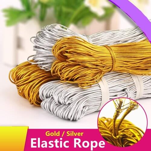 1.0mm 1.5mm Gold Silver Round High Elastic Sewing Elastic Band Rubber Band Waist Band Stretch Elastic Rope Elastic Ribbon 5yards