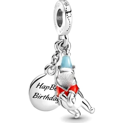 1PC 2021 New Silver Color Happy Birthday Dangle Diy Bead Fits European Pandora Charm Bracelets Jewelry Accessories A1965