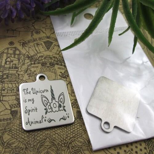 10pcs--"The unicorn is my spirit animal"stainless steel charms 5 styles for choosing DIY Charms for necklace bracelets