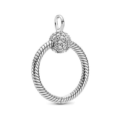 2020 Autumn New 925 Sterling Silver Beads Silver O-shaped Zircon Buckle Pendant Fit Original Pan Necklace Women DIY Dangle Charm