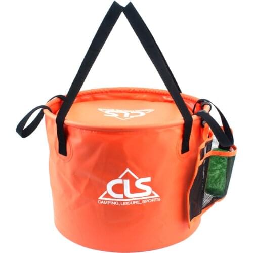 30L Foldable Outdoor Camping Bucket Portable Water Bag Container with 220ml Bottle Washing Mesh Basket for Fishing Hiking Picnic