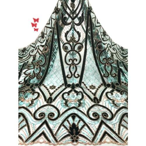 African sequin lace fabric embroidery Nigeria velvet lace fabric 2021 high quality African French mesh lace fabric J0440