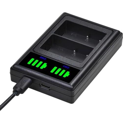 NEW-Camera Battery + LCD USB Dual Charger with Micro-USB/Type C Port for Canon LP-E5 Camera