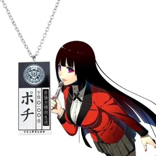 Anime Kakegurui Compulsive Gambler Necklace Acrylic Pendant Cosplay Jewelry Jabami Yumeko Ryota Suzui Meari Saotome ID Card