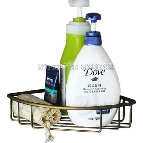 Bathroom Accessory / Antique Brass Wall Mounted Large Corner Shower Storage Basket Wba078